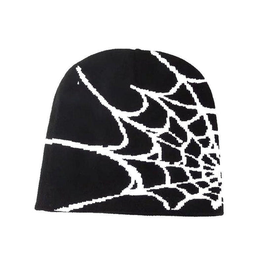 Frostweb Beanie Night – tuque jacquard noire toile de givre