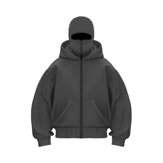 Dominion Hood Ash – hoodie zippé gris avec cagoule intégrée